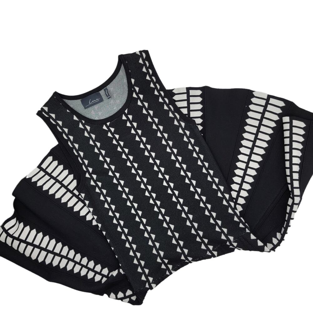 LINE THE LABEL International John & Jenn Black White Knit Fit & Flare Dress - M - Picture 4 of 7